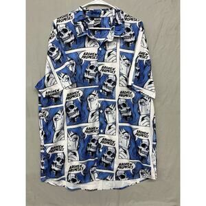 Broken Promises Mens All Over Print Short Sleeve Button Up Shirt Sz XL
